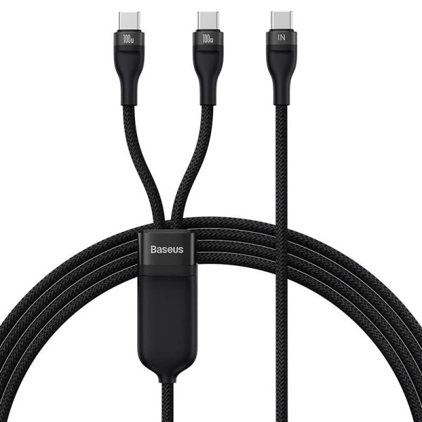 2in1 USB laidas Baseus Flash Series USB-C do USB-C 100W 15m juodas