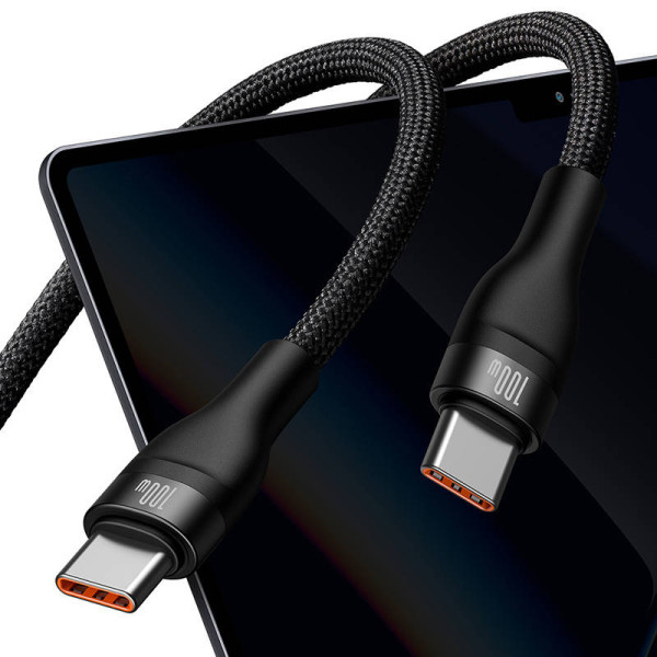 2in1 USB laidas Baseus Flash Series USB-C do USB-C 100W 15m juodas