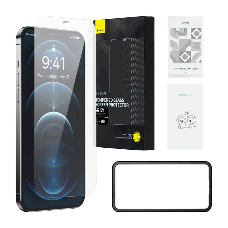 Baseus Schott HD grūdintas stiklas su 03 mm dulkių filtru skirtas iPhone 12 Pro Max Baseus Schott HD grūdintas stiklas su 03 mm dulkių filtru skirtas iPhone 12 Pro Max