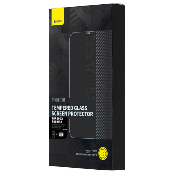Baseus Schott HD grūdintas stiklas su 03 mm dulkių filtru skirtas iPhone 12 Pro Max