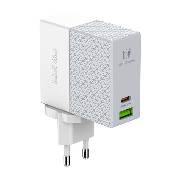 Sieninis įkroviklis LDNIO A2620C USB USB-C 65W + USB-C - USB-C laidas