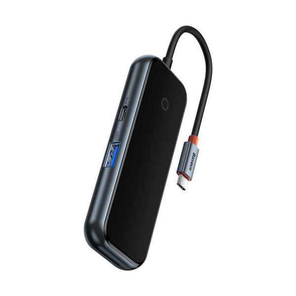 Adapteris 4w1 Baseus Hub USB-C ir 4xUSB 30 tamsiai pilka