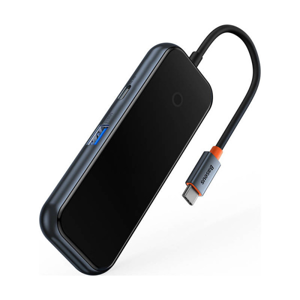 Adapteris 4w1 Baseus Hub USB-C ir 4xUSB 30 tamsiai pilka