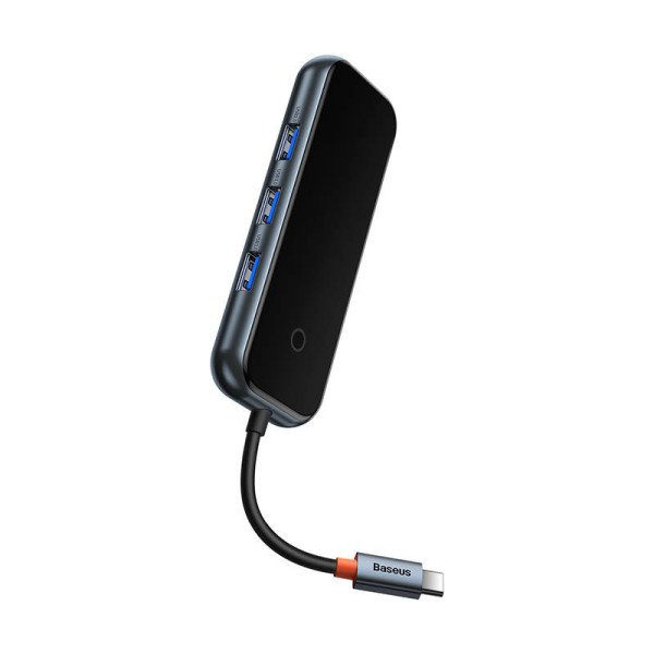Adapteris 4w1 Baseus Hub USB-C ir 4xUSB 30 tamsiai pilka