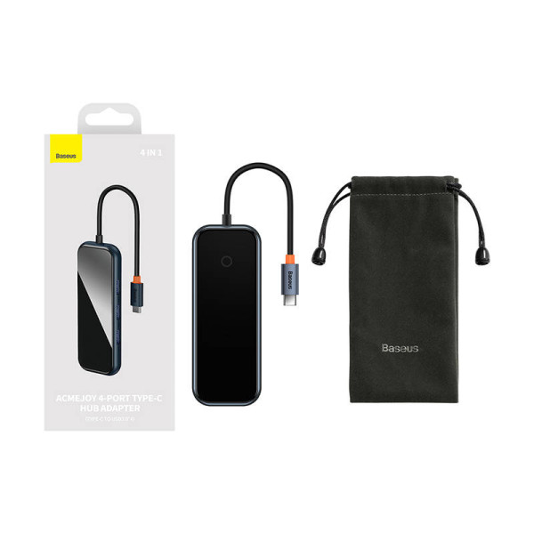 Adapteris 4w1 Baseus Hub USB-C ir 4xUSB 30 tamsiai pilka