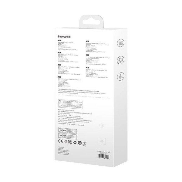 Adapteris 4w1 Baseus Hub USB-C ir 4xUSB 30 tamsiai pilka