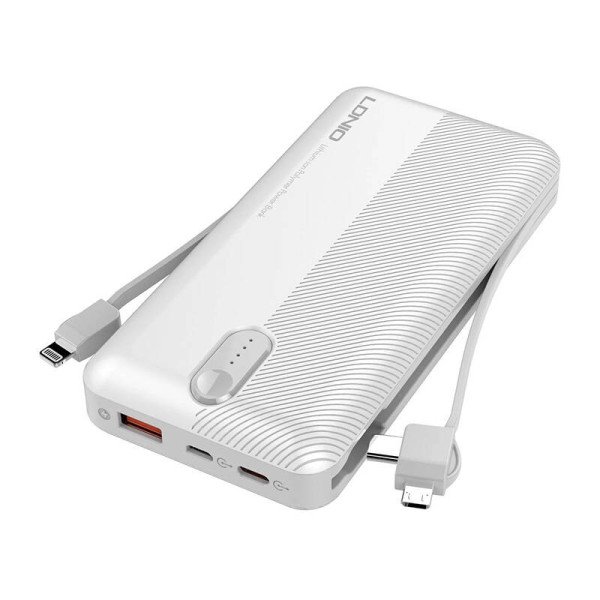 Powerbank LDNIO PL1013 10000mAh + 3in1 laidas baltas