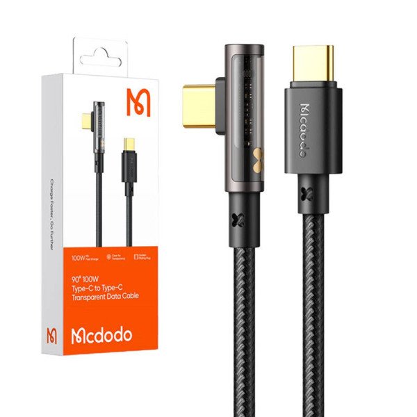 USB į USB-C Prism 90 laipsnių kabelis Mcdodo CA-3401 100 W 18 m juodas