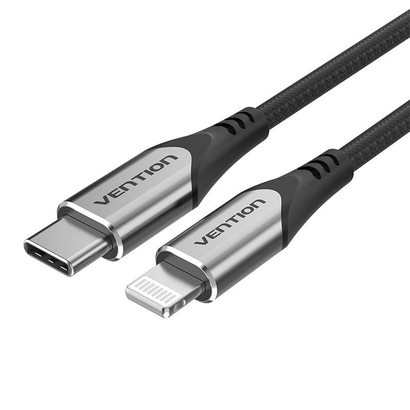 Laidas USB-C 20 do Lightning Vention TACHF MFi 3A 1m pilkas Laidas USB-C 20 do Lightning Vention TACHF MFi 3A 1m pilkas
