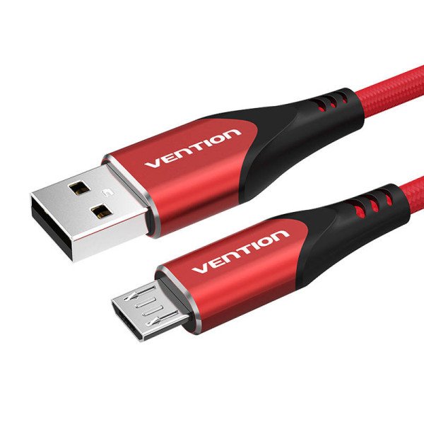 Kabelis nuo USB 20 iki mikro USB ventiliacijos COARG 3A 15 m raudonas