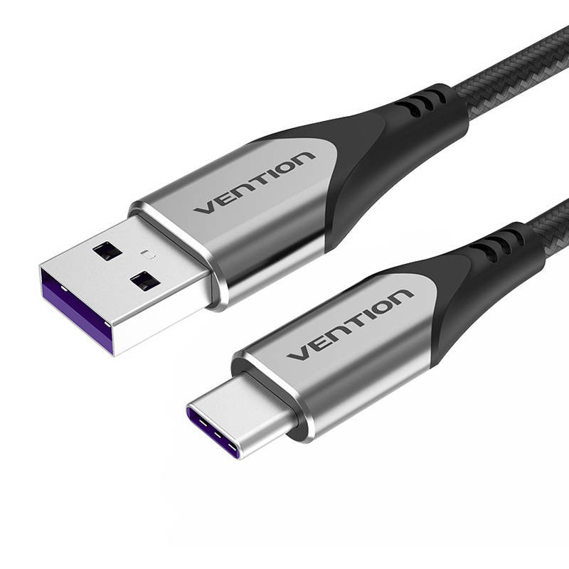 Laidas iš USB-C į USB 20 Vention COPHG FC 5A 15 m pilkas Laidas iš USB-C į USB 20 Vention COPHG FC 5A 15 m pilkas