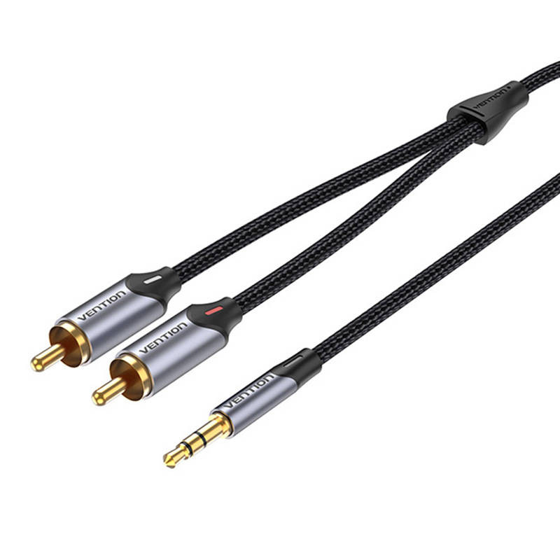 Garso kabelis nuo 2xRCA iki 35 mm ventiliacijos BCNBI 3m pilka Garso kabelis nuo 2xRCA iki 35 mm ventiliacijos BCNBI 3m pilka