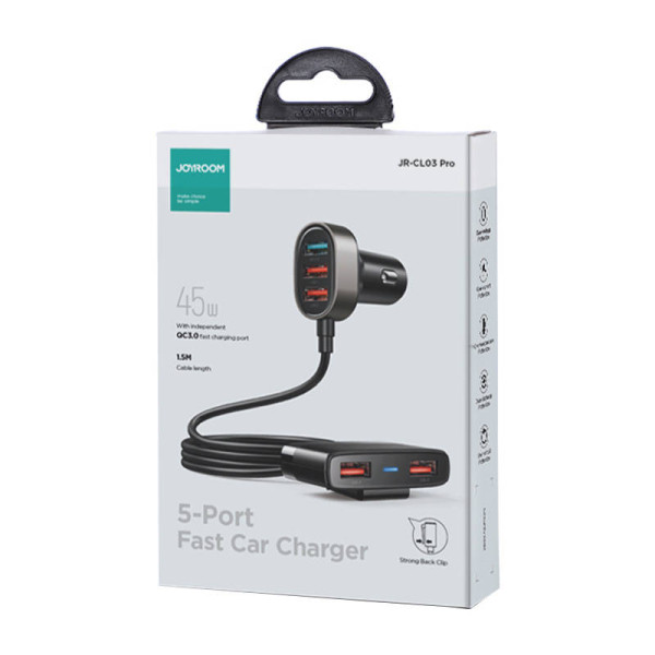Automobilinis įkroviklis Joyroom JR-CL03 Pro 45W 5 jungčių USB juodas