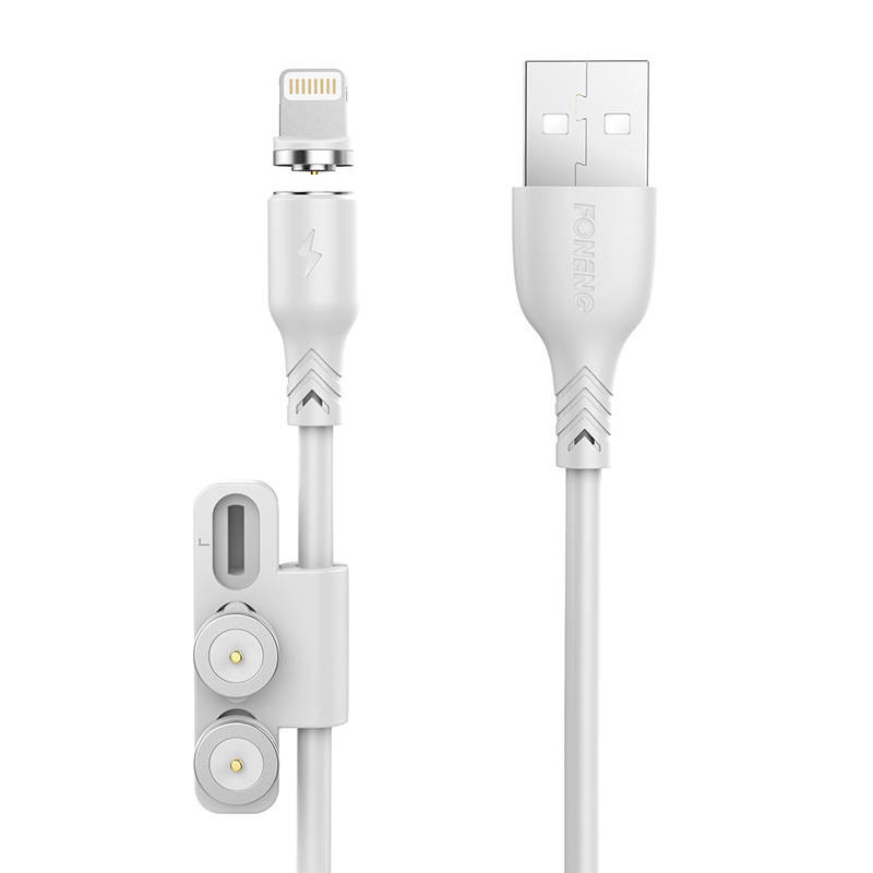 Foneng X62 Magnetic 3in1 USB į USB-C / Lightning / Micro USB kabelis 24A 1m baltas Foneng X62 Magnetic 3in1 USB į USB-C / Lightning / Micro USB kabelis 24A 1m baltas