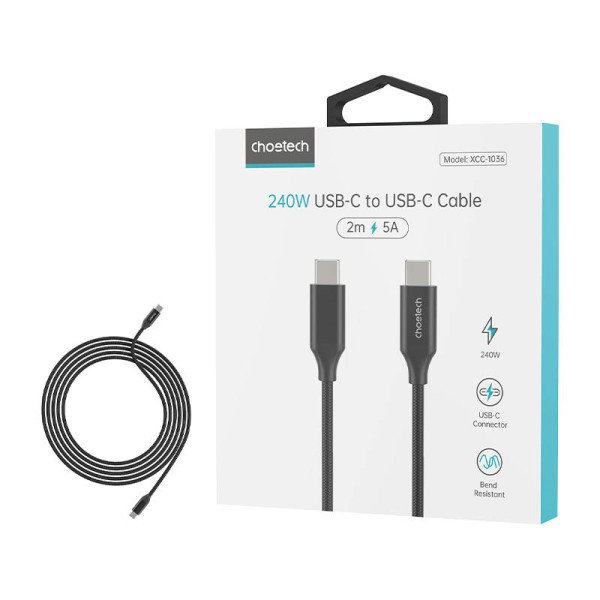 USB-C ir USB-C laidas Choetech XCC-1036 240W 2m juodas