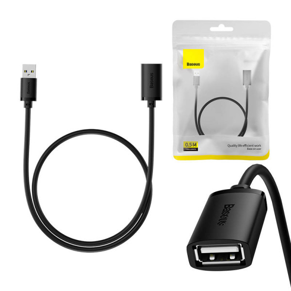 USB 20 prailginimo kabelis „Baseus“ vyriškas – moteriškas „AirJoy“ serija 05 m juodas