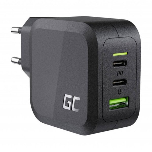Maitinimo įkroviklis Green Cell GC PowerGaN 65W 2x USB-C maitinimo tiekimas 1x USB-A suderinamas su Quick Charge 30