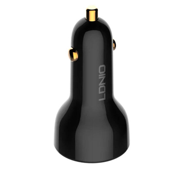 LDNIO C101 automobilinis įkroviklis USB + USB-C 100 W + USB-C iki Lightning kabelis juodas