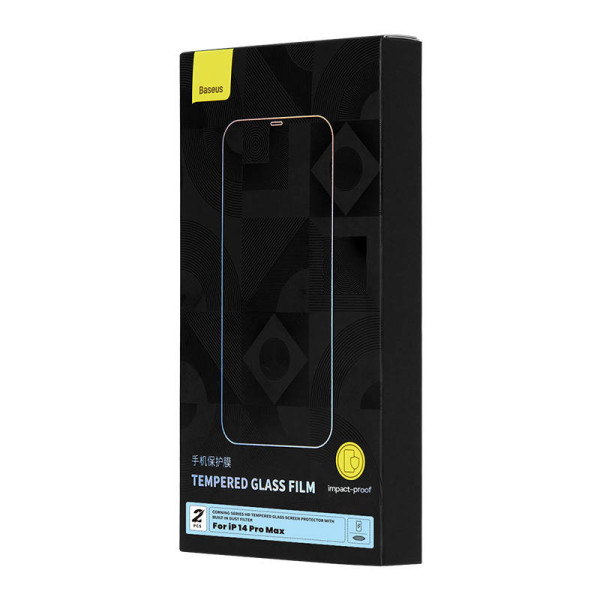 Grūdintas stiklas Baseus Corning skirtas iPhone 14 Pro su įmontuotu dulkių filtru