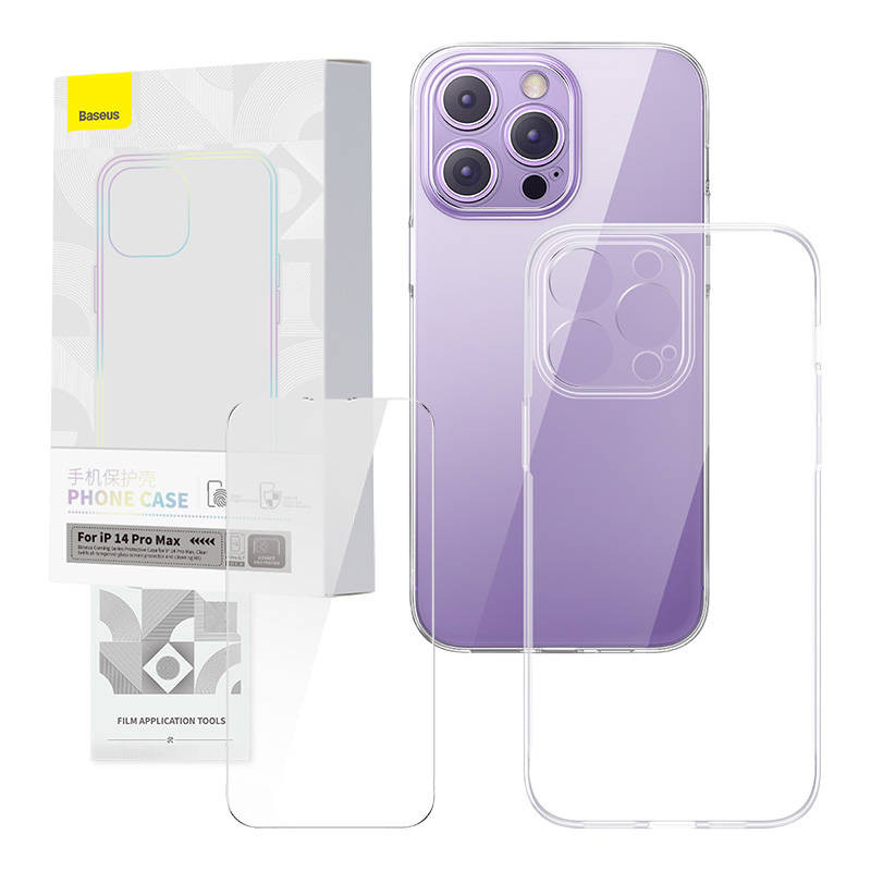 Skaidrus dėklas ir grūdinto stiklo rinkinys „Baseus Corning“ skirtas „iPhone 14 Pro Max“ Skaidrus dėklas ir grūdinto stiklo rinkinys „Baseus Corning“ skirtas „iPhone 14 Pro Max“