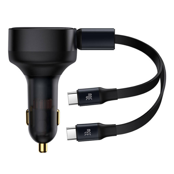 Automobilinis įkroviklis Baseus Enjoyment su USB-C laidu 33W juodas