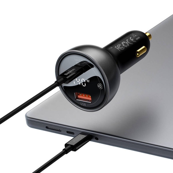 Automobilinis įkroviklis Baseus Superme USB USB-C 140W juodas