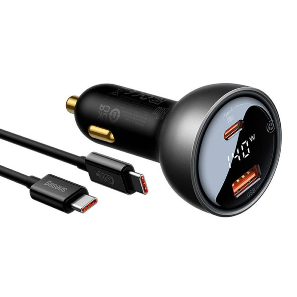 Automobilinis įkroviklis Baseus Superme USB USB-C 140W juodas