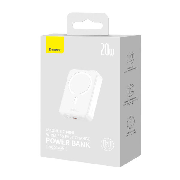 Powerbank Baseus Magnetic Mini 20000mAh USB-C 20W MagSafe balta