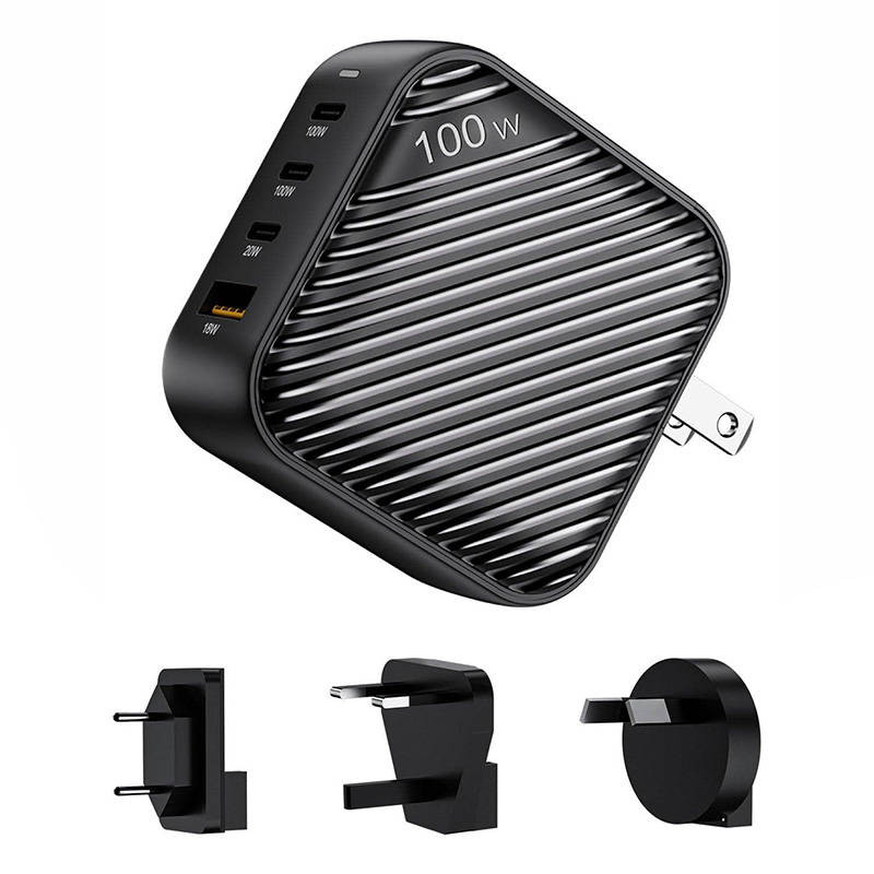 INVZI GanHub 3x USB-C + USB sieninis įkroviklis 100 W EU/UK/AU/US juoda INVZI GanHub 3x USB-C + USB sieninis įkroviklis 100 W EU/UK/AU/US juoda