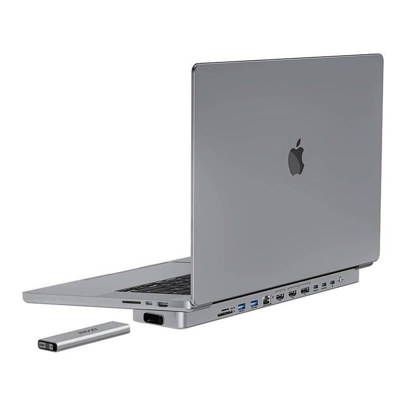 USB-C prijungimo stotis / šakotuvas skirtas MacBook Pro 13 / 14 INVZI MagHub 12in2 su SSD dėklu pilkas USB-C prijungimo stotis / šakotuvas skirtas MacBook Pro 13 / 14 INVZI MagHub 12in2 su SSD dėklu pilkas