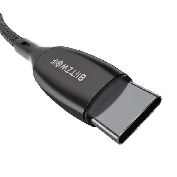 USB-C į USB-C laidas BlitzWolf BW-TC23 su ekranu 100 W 18 m juodas