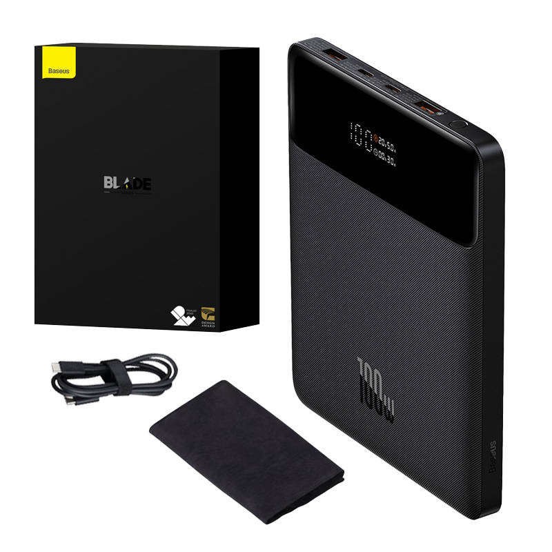 Powerbank Baseus Blade 20000mAh 2xUSB 2xUSB-C + USB-C 100W laidas juodas Powerbank Baseus Blade 20000mAh 2xUSB 2xUSB-C + USB-C 100W laidas juodas