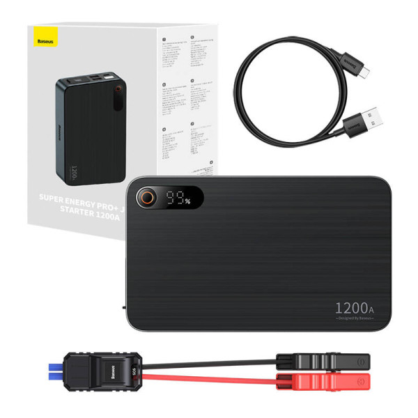 Car Jump Starter Baseus Black Super Energy Pro+ 1200A juoda