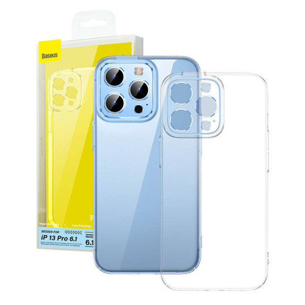 Telefono dėklas Baseus Crystal skirtas iPhone 13 Pro skaidrus su viso grūdinto stiklo ekrano apsauga ir valymo rink