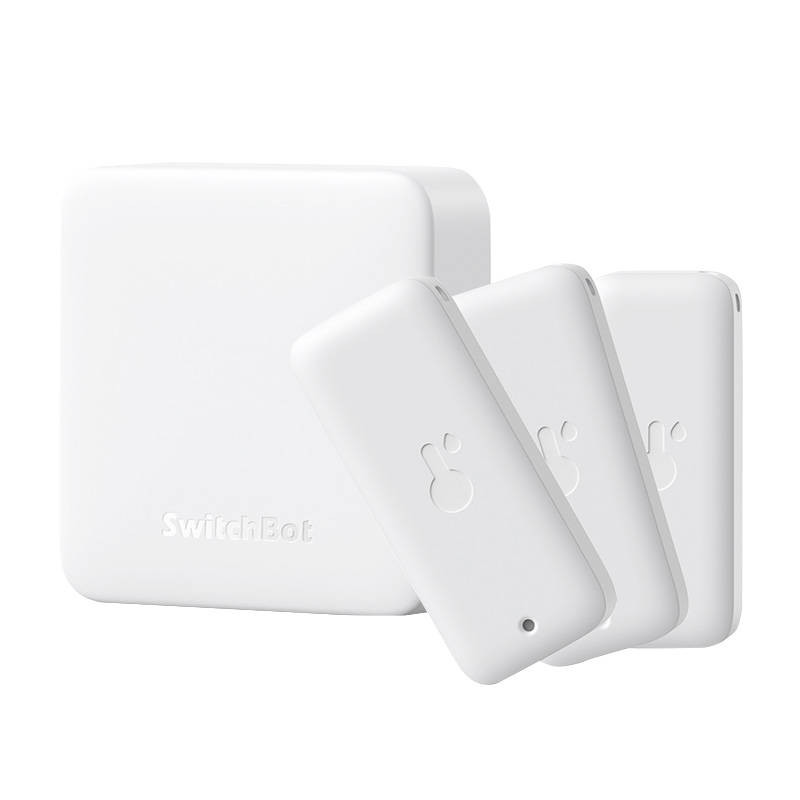 Nustatyti Smart nuotolinio valdymo pultas Hub + 3x Thermo-Hygrometer SwitchBot Hub Mini Nustatyti Smart nuotolinio valdymo pultas Hub + 3x Thermo-Hygrometer SwitchBot Hub Mini