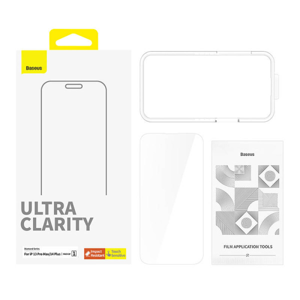 Grūdinto stiklo ekrano apsauga Baseus OS Diamond Series HD skirta iPhone 13 Pro Max/14 Plus Clear