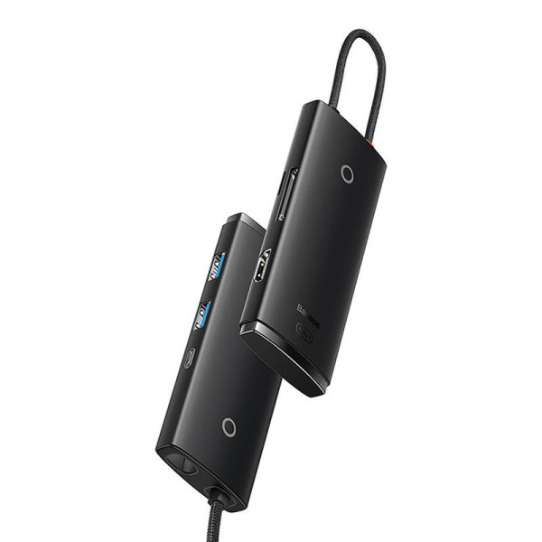 „Hub Baseus OS Lite“ 6 prievadų C tipo iki HDMI+USB302+PD+SD/TF juodas