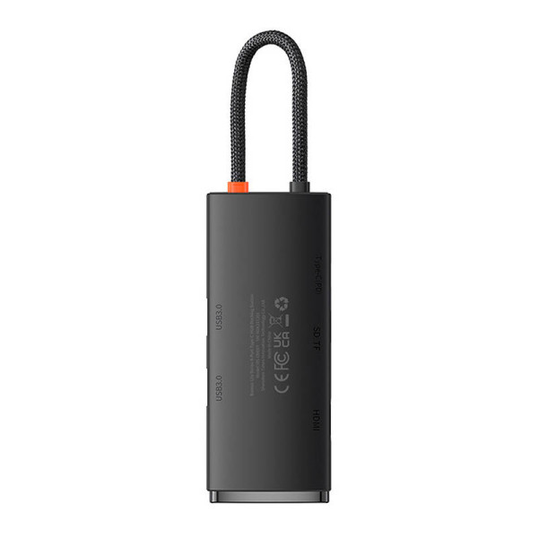 „Hub Baseus OS Lite“ 6 prievadų C tipo iki HDMI+USB302+PD+SD/TF juodas