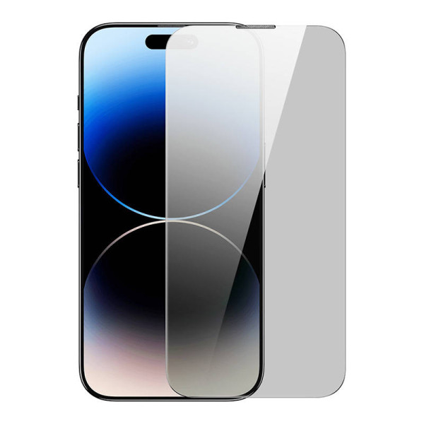Privatus grūdintas stiklas Baseus Iphone 14 Pro Max 2 vnt su 2 valymo rinkiniais ir dulkėms atspariu montavimo įran