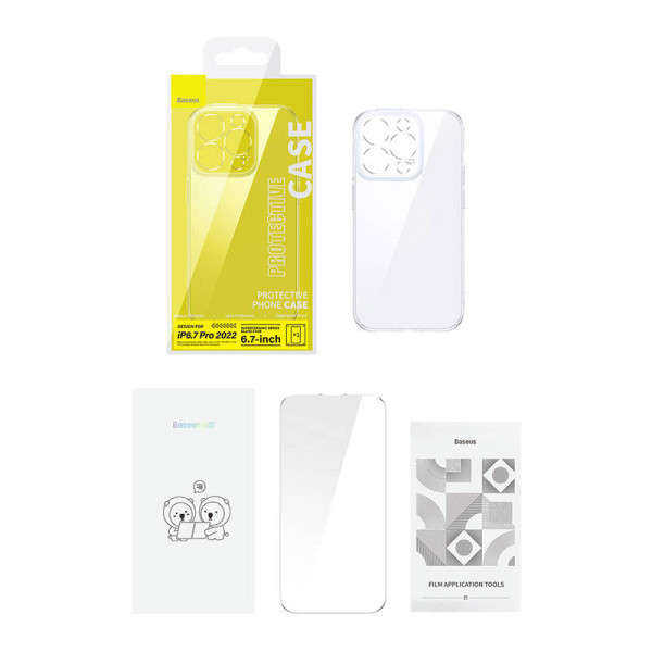 „Baseus SuperCeramic“ permatomo stiklo dėklas ir grūdinto stiklo rinkinys skirtas „iPhone 14 Plus“