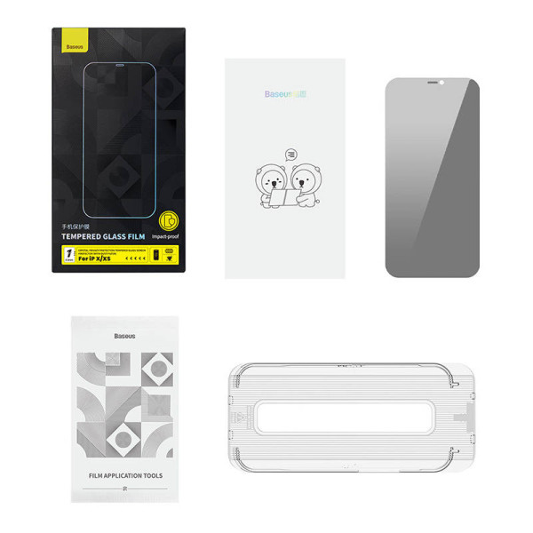„Baseus Crystal Privacy Protection“ 03 mm grūdintas stiklas skirtas „iPhone X/XS“