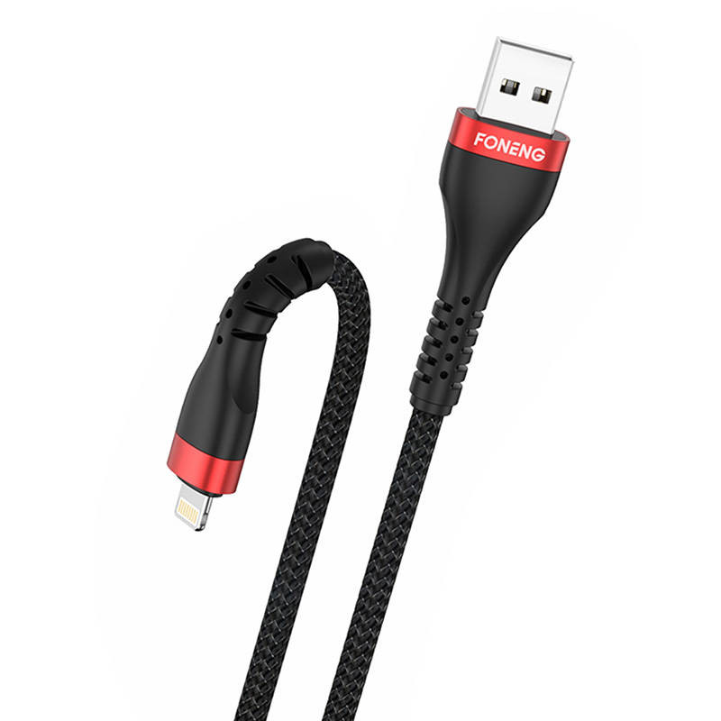 Foneng USB kabelis prie Lightning X82 iPhone 3A 1m juodas Foneng USB kabelis prie Lightning X82 iPhone 3A 1m juodas