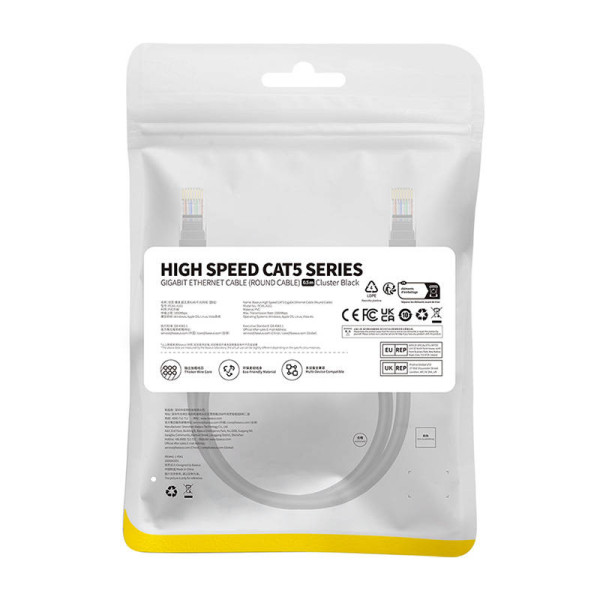 Baseus Ethernet CAT5 05 m tinklo kabelis juodas