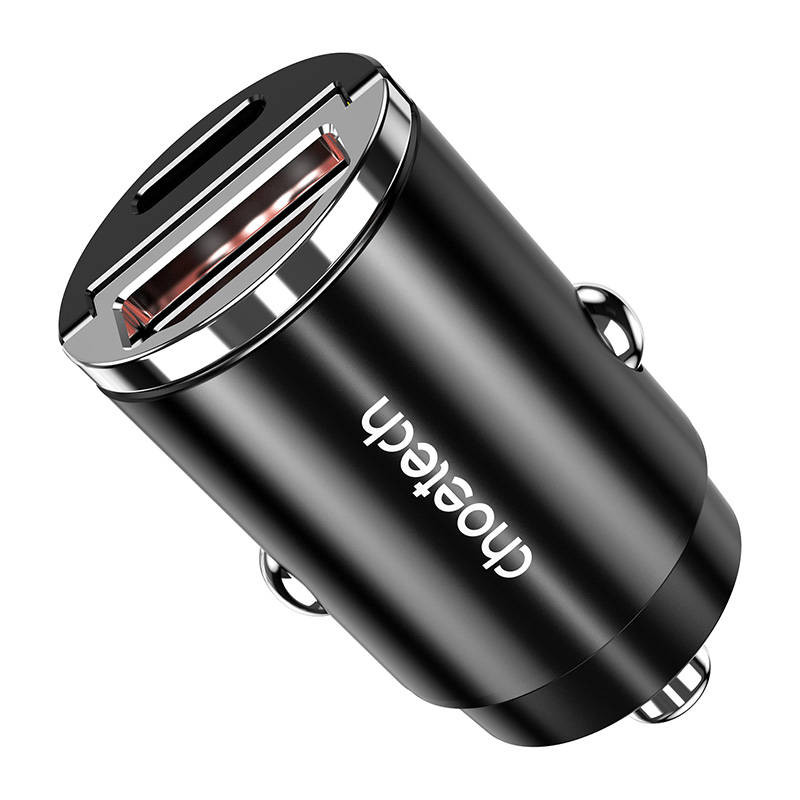 Automobilinis įkroviklis Choetech TC0006 1x USB-A 1x USB-C 30W PD 30 juodas Automobilinis įkroviklis Choetech TC0006 1x USB-A 1x USB-C 30W PD 30 juodas