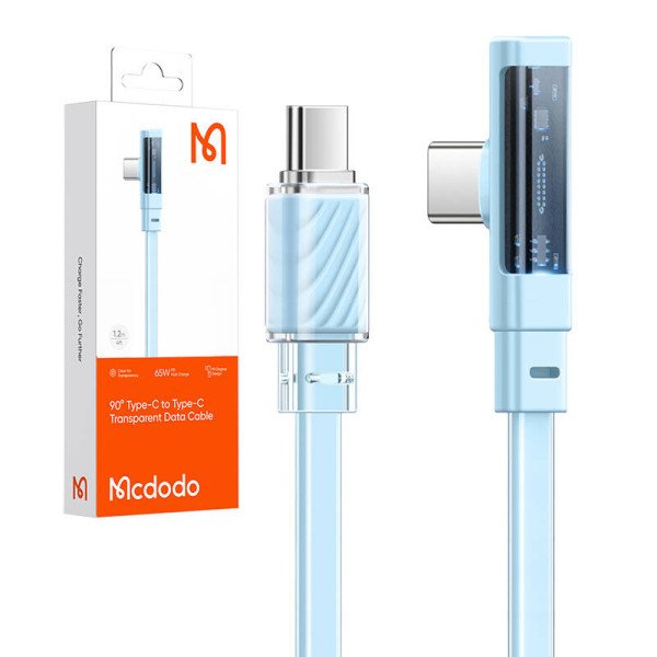 Laidas iš USB-C į USB-C Mcdodo CA-3452 100 W 90 laipsnių 12 m mėlynas