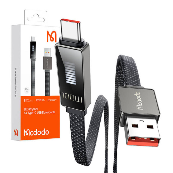 Kabelis Mcdodo CA-4980 USB į USB-C su 12 m ekranu juodas