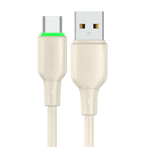 USB į USB-C laidas Mcdodo CA-4750 su LED apšvietimu 12 m smėlio spalvos
