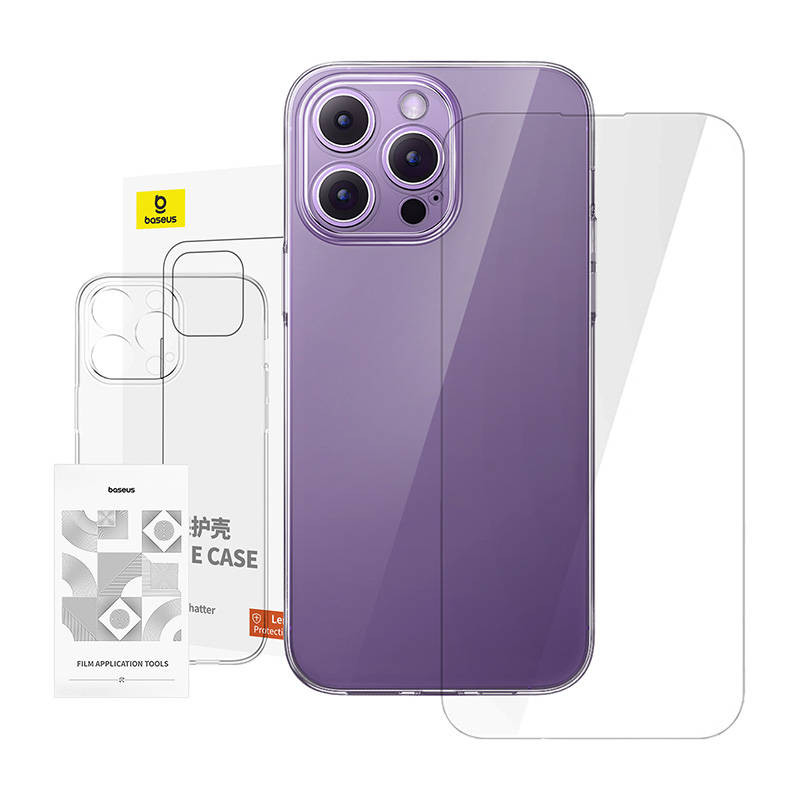 Skaidrus dėklas Baseus iPhone 14 Pro Max+ grūdintas stiklas Skaidrus dėklas Baseus iPhone 14 Pro Max+ grūdintas stiklas