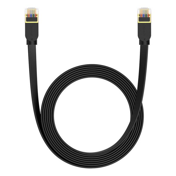 Baseus Cat 7 UTP Ethernet RJ45 kabelis Plokščias 5 m juodas