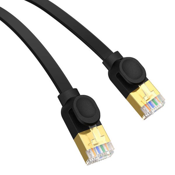 Baseus Cat 7 UTP Ethernet RJ45 kabelis Plokščias 8 m juodas